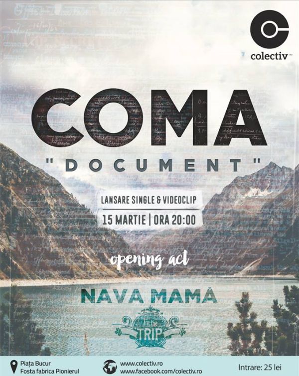 Coma: lansare de single si videoclip in Club Colectiv, alaturi de Nava Mama si I’m The Trip